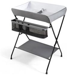 BB5402GR Portable Infant Changing Station Baby Diaper Table with Safety Belt, Gray