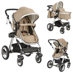 Picture of Total Tactic BB5543KK Folding Aluminum Baby Stroller Baby Jogger with Diaper Bag&#44; Beige