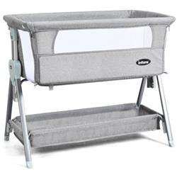 Picture of Total Tactic BB5544GR Adjustable Baby Bedside Crib with Large Storage&#44; Gray