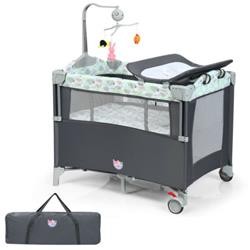 Picture of Total Tactic BB5558GR 5-in-1 Portable Baby Beside Sleeper Bassinet Crib Playard with Diaper Changer&#44; Gray