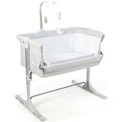 Picture of Total Tactic BB5568HS Height Adjustable Baby Side Crib with Music Box & Toys&#44; Light Gray