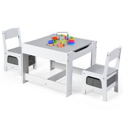 Picture of Total Tactic BB5584HS Kids Table Chair Set with Storage Boxes Blackboard Whiteboard Drawing, White
