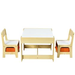 Picture of Total Tactic BB5584NA Kids Table Chair Set with Storage Boxes Blackboard Whiteboard Drawing, Natural