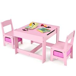 Picture of Total Tactic BB5584PI Kids Table Chair Set with Storage Boxes Blackboard Whiteboard Drawing, Pink