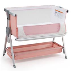 Picture of Total Tactic BB5629PI Baby Bed Side Crib Portable Adjustable Infant Travel Sleeper Bassinet&#44; Pink