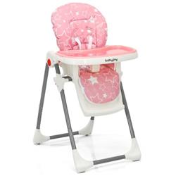 BB5656PI Folding Baby High Dining Chair with 6-Level Height Adjustment, Pink -  Total Tactic