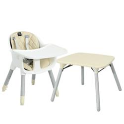 BB5692BE 4-in-1 Baby Convertible Toddler Table Chair Set with PU Cushion, Beige -  Total Tactic