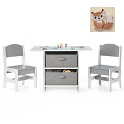 Picture of Total Tactic BB5700 Kids Art Play Wood Table & 2 Chair Set with Storage Baskets Puzzle