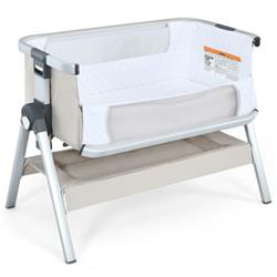 Picture of Total Tactic BB5748BE Baby Bassinet Bedside Sleeper with Storage Basket & Wheel for Newborn&#44; Beige