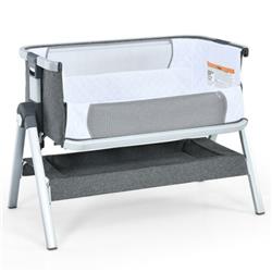 Picture of Total Tactic BB5748GR Baby Bassinet Bedside Sleeper with Storage Basket & Wheel for Newborn&#44; Gray
