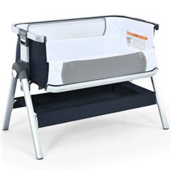 Picture of Total Tactic BB5748NY Baby Bassinet Bedside Sleeper with Storage Basket & Wheel for Newborn&#44; Navy