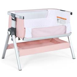 Picture of Total Tactic BB5748PI Baby Bassinet Bedside Sleeper with Storage Basket & Wheel for Newborn&#44; Pink
