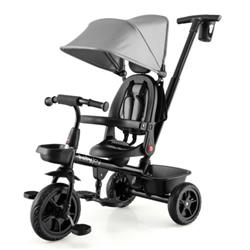Picture of Total Tactic BC10026GR 4-in-1 Reversible Toddler Tricycle with Height Adjustable Push Handle&#44; Gray