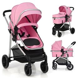 Picture of Total Tactic BC10046US-PI 43 x 24 x 35 in. 2 in 1 Convertible Baby Stroller with Reversible Seat&#44; Pink