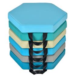 BE10007LB Multifunctional Hexagon Toddler Floor Cushions Classroom Seating with Handles, Blue - 6 Piece