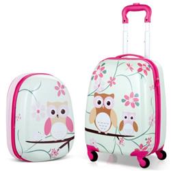 BG51216 12 & 16 in. Green ABS Kids Suitcase Luggage Set- 2 Piece