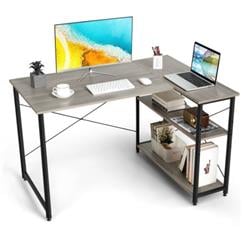 CB10121GR 48 in. Reversible L Shaped Computer Desk with Adjustable Shelf, Gray