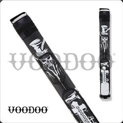 Picture of Voodoo Cases VODC22D Voodoo 2 Butts x 2 Shafts Papa Legba Stitch Hard Pool Cue Case - Black &amp; White