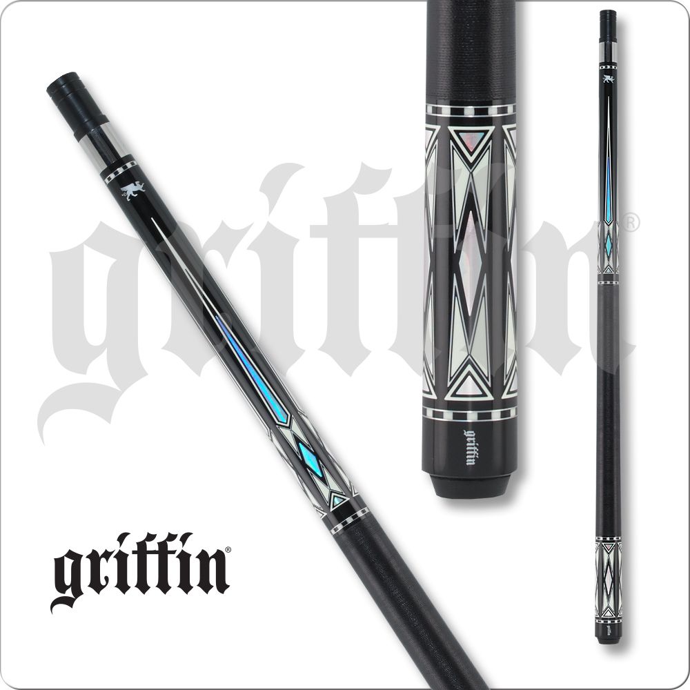 International GR40-20 20 oz Griffin Cue, Black with Reflective Diamond