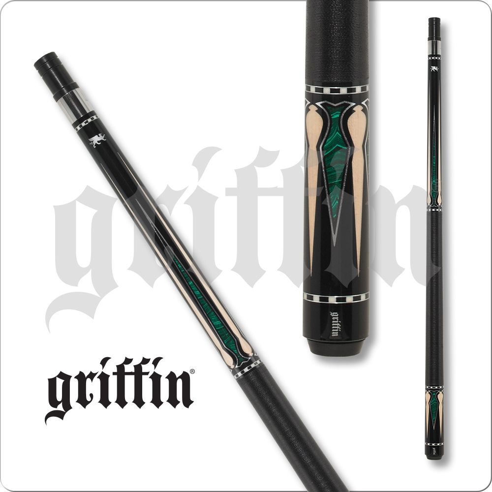 International GR46-19 19 oz Griffin Cue, Black with Green & Maple