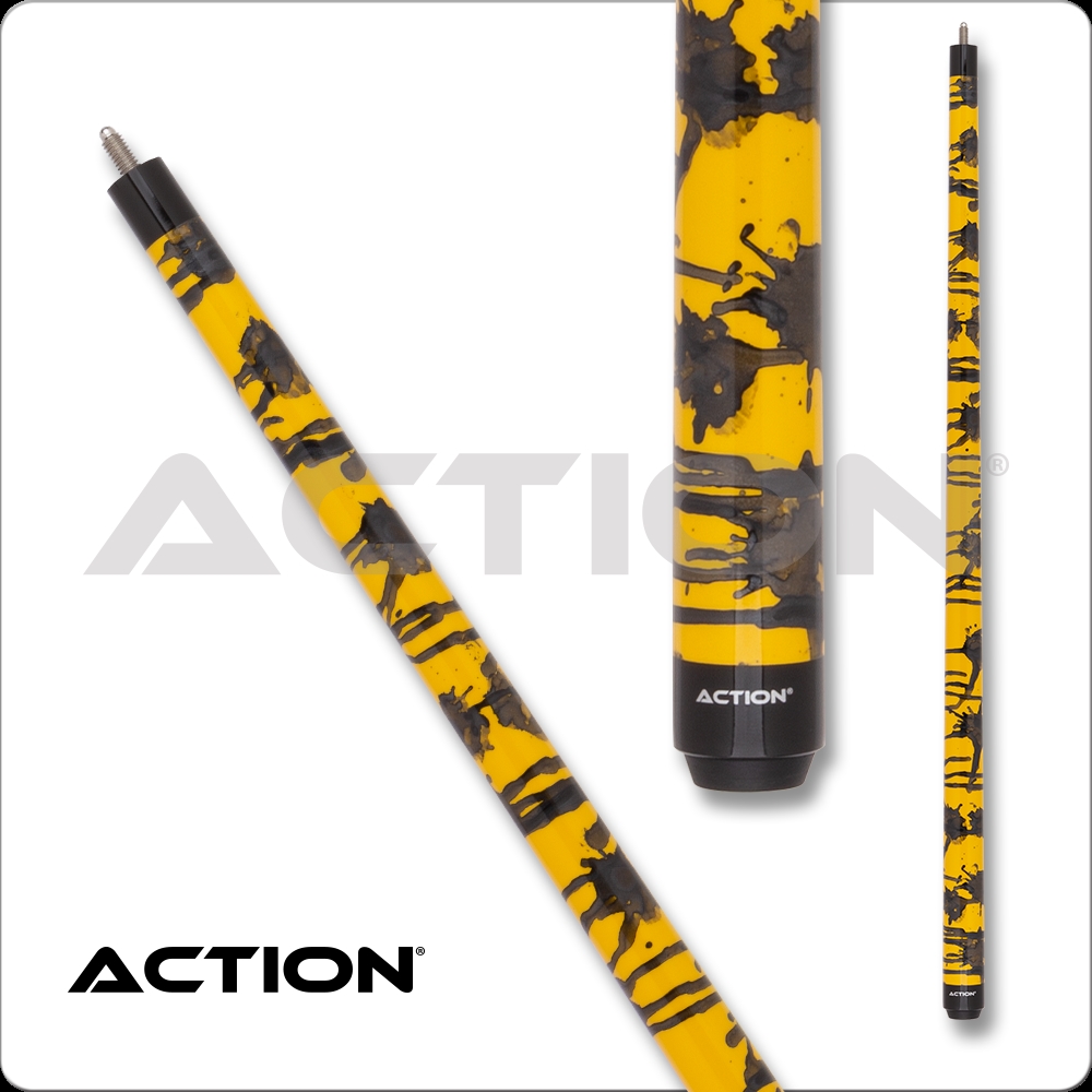 International VAL44-20 20 oz Action Value Cue, Black with Yellow Metallic Splatter Paint