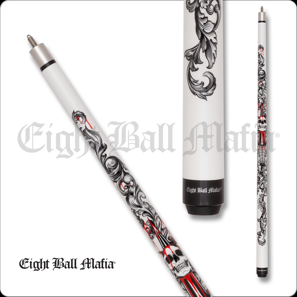International EBM33-20 20 oz Sword Design Cue, White with Skull