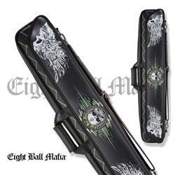 EBMSCE 4 Butt x 8 Shaft Eight Ball Mafia Soft Case - Black Vinyl, White & Lime Green