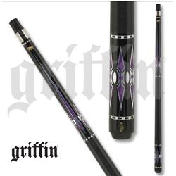 GR48 20 20 oz Griffin Pool Cue - Black, Purple & Silver