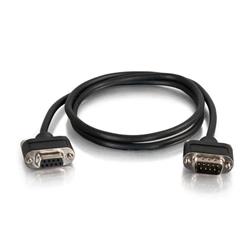 10 ft. Serial RS232 DB9 Cable with Low Profile Connectors M-F, In-Wall CMG-Rated - Black