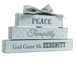 57810 Serenity Stacked Blocks Figurine with Grey Ribbon