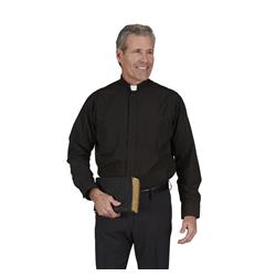 234BLK1753435 Mens Long Sleeve Clergy Shirt with Tab Collar, Black - 17.5 x 34-35 in.