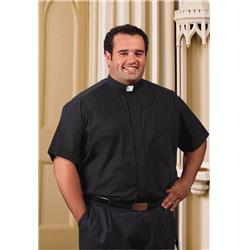 221BLK22- Mens Roomey Toomey Big & Tall Tab Collar Short Sleeve Shirt, Black - Size 22