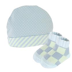 Picture of Stephan Baby 408917 Blue Monster Knit Hat - Pack of 2