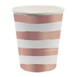 Picture of Christian Brands 10-04059-007 8 oz Paper Cup - Rose Gold Stripes Pack of 12