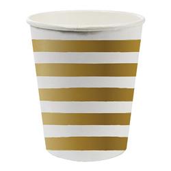 Picture of Christian Brands 10-06016-002 8 oz Gold Stripe Paper Cups  Pack of 12