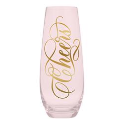 Picture of Christian Brands 10-05386-016 11.8 oz Stemless Flute Champagne Glass  Pink - CheersPack of 6