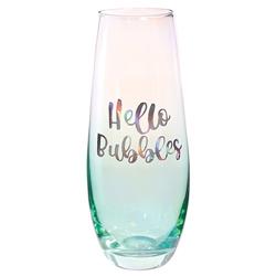 Picture of Christian Brands 10-05386-019 11.8 oz Stemless Flute Champagne Glass  Green Ombre - Hello BubblePack of 6