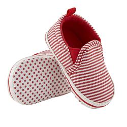 Picture of Christian Brands F4744 6-12 Months Stripe Shoe  Red - CanvasPack of 2