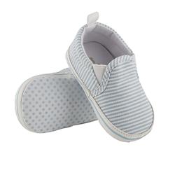 Picture of Christian Brands F4745 6-12 Months Stephan Baby Non-Slip Foot Finders Stripes Shoe  Light Blue &amp; White - CanvasPack of 2