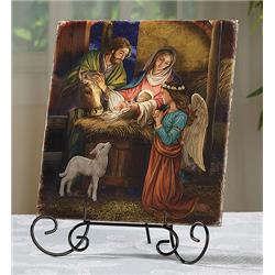 B3092 8 x 10 in. Marco Sevelli Tile Plaque, Away in A Manger