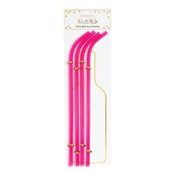 Picture of Christian Brands 10-08226-006 15 in. Vibrant Glitter Eco-Friendly Acrylic Beverage Bottle Straws  Bright Pink - Pack of 6