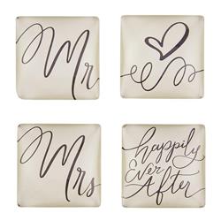 Picture of Creative Brands J6073 1.5 x 0.5 in. Happily Ever After Square Magnets Set - Mr & Mrs - Set of 4