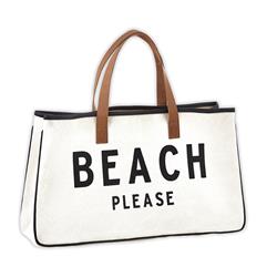 20 x 11 in. with 6 in. Gusset Canvas Tote - Beach Please