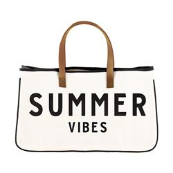 20 x 11 in. with 6 in. Gusset Canvas Tote - Summer Vibes