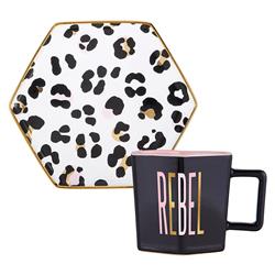 Picture of Creative Brands 10-04595-050 6 oz Hexagon Mug & Saucer Set - Rebel