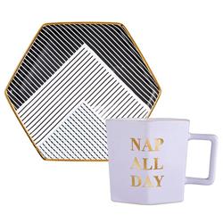Picture of Creative Brands 10-04595-052 6 oz Hexagon Mug & Saucer Set - Nap All Day