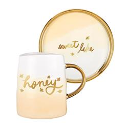 Picture of Creative Brands 10-04595-075 12 oz Artisanal Mug & Saucer Set - Honey
