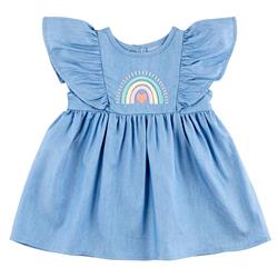Picture of Creative Brands J1785 3-6 Months Rainbow Collection Flutter Sleeve Dress - Denim Rainbow&#44; 3-6 Month