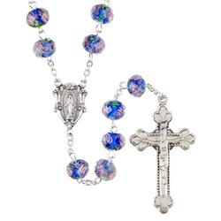 J7357 8 x 10 mm Creed Hand Painted Rosary, Sapphire