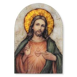 G4753 7 in. Gerffert Marco Sevelli Arched Sacred Heart Plaque